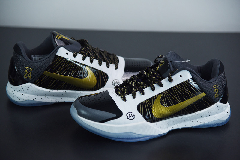 nike kobe v protro black white gold cd0824-127