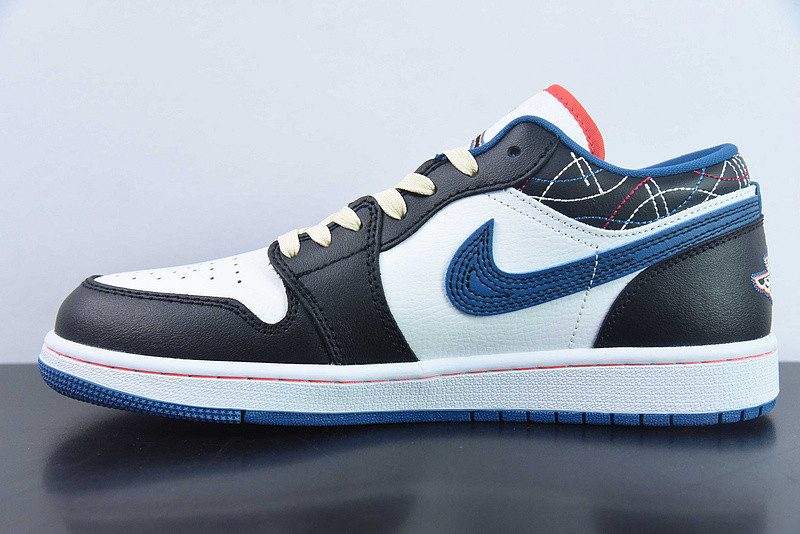 air jordan 1 low white industrial blue black siren red fv3622-141