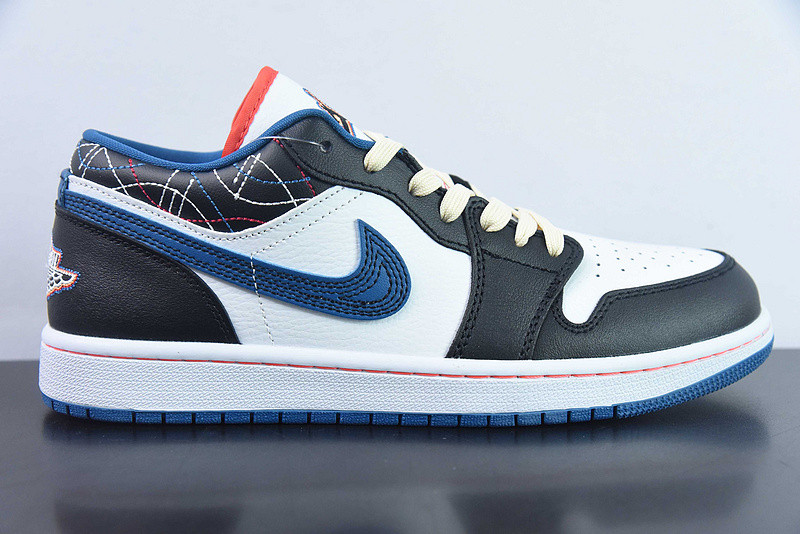 air jordan 1 low white industrial blue black siren red fv3622-141