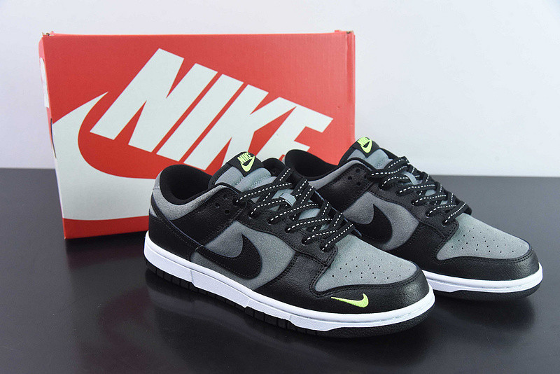 nike dunk low "black/grey/neon green" fq2205-001